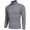 COOFANDY Men’s Slim Fit Turtleneck Sweaters Casual Cable Knitted Soft Pullover Sweaters(Gray)
