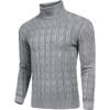 COOFANDY Men’s Slim Fit Turtleneck Sweaters Casual Cable Knitted Soft Pullover Sweaters(Grey)