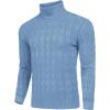 COOFANDY Men’s Slim Fit Turtleneck Sweaters Casual Cable Knitted Soft Pullover Sweaters(Light Blue)