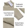COOFANDY Men’s Slim Fit Turtleneck Sweaters Casual Cable Knitted Soft Pullover Sweaters(Light Khaki)