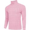 COOFANDY Men’s Slim Fit Turtleneck Sweaters Casual Cable Knitted Soft Pullover Sweaters(Light Pink)
