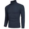 COOFANDY Men’s Slim Fit Turtleneck Sweaters Casual Cable Knitted Soft Pullover Sweaters(Nave Blue)