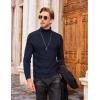COOFANDY Men’s Slim Fit Turtleneck Sweaters Casual Cable Knitted Soft Pullover Sweaters(Navy Blue)