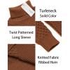 COOFANDY Men’s Slim Fit Turtleneck Sweaters Casual Cable Knitted Soft Pullover Sweaters(Red Bronze)