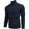 COOFANDY Men’s Slim Fit Turtleneck Sweaters Casual Cable Knitted Soft Pullover Sweaters(Sapphire)