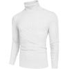 COOFANDY Men’s Slim Fit Turtleneck Sweaters Casual Cable Knitted Soft Pullover Sweaters(White)