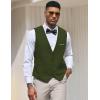 COOFANDY Men’s Suit Vest Slim Fit Formal Dress Waistcoat Casual Business Vests for Suit or Tuxedo(Army Green)