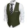 COOFANDY Men’s Suit Vest Slim Fit Formal Dress Waistcoat Casual Business Vests for Suit or Tuxedo(Army Green)