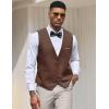 COOFANDY Men’s Suit Vest Slim Fit Formal Dress Waistcoat Casual Business Vests for Suit or Tuxedo(Brown)