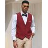COOFANDY Men’s Suit Vest Slim Fit Formal Dress Waistcoat Casual Business Vests for Suit or Tuxedo(Dark Red)