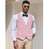 COOFANDY Men’s Suit Vest Slim Fit Formal Dress Waistcoat Casual Business Vests for Suit or Tuxedo(Pink)