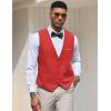 COOFANDY Men’s Suit Vest Slim Fit Formal Dress Waistcoat Casual Business Vests for Suit or Tuxedo(Red)