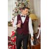COOFANDY Men’s Suit Vest Slim Fit Formal Dress Waistcoat Casual Business Vests for Suit or Tuxedo(Wine Red)