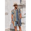 COOFANDY Men’s Summer Beach Outfits 2 Piece Short Sleeve Shirts and Shorts Vacation Texture Linen Sets for Men(Painting)