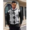 COOFANDY Mens Sweater Crewneck Pullover Long Sleeve Lightweight Sweater Plain Knit Silm Fit(Black Argyle)