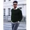 COOFANDY Mens Sweater Crewneck Pullover Long Sleeve Lightweight Sweater Plain Knit Silm Fit(Dark Green)
