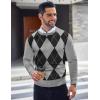 COOFANDY Mens Sweater Crewneck Pullover Long Sleeve Lightweight Sweater Plain Knit Silm Fit(Grey Argyle)