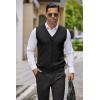 COOFANDY Men’s Sweater Vest V Neck Casual Sleeveless Knitted Button Cardigan Vest(Black)
