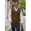COOFANDY Men’s Sweater Vest V Neck Casual Sleeveless Knitted Button Cardigan Vest(Brown)