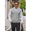COOFANDY Men’s Sweater Vest V Neck Casual Sleeveless Knitted Button Cardigan Vest(Grey)