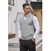 COOFANDY Men’s Sweater Vest V Neck Casual Sleeveless Knitted Button Cardigan Vest(Grey)