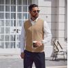 COOFANDY Men’s Sweater Vest V Neck Casual Sleeveless Knitted Button Cardigan Vest(Khaki)
