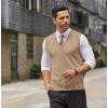 COOFANDY Men’s Sweater Vest V Neck Casual Sleeveless Knitted Button Cardigan Vest(Khaki)