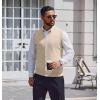 COOFANDY Men’s Sweater Vest V Neck Casual Sleeveless Knitted Button Cardigan Vest(Light Khaki)