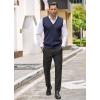 COOFANDY Men’s Sweater Vest V Neck Casual Sleeveless Knitted Button Cardigan Vest(Navy Blue)