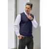 COOFANDY Men’s Sweater Vest V Neck Casual Sleeveless Knitted Button Cardigan Vest(Navy Blue)