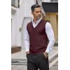 COOFANDY Men’s Sweater Vest V Neck Casual Sleeveless Knitted Button Cardigan Vest(Wine Red)