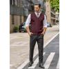 COOFANDY Men’s Sweater Vest V Neck Casual Sleeveless Knitted Button Cardigan Vest(Wine Red)