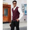 COOFANDY Men’s Sweater Vest V Neck Casual Sleeveless Knitted Button Cardigan Vest(Wine Red)