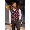 COOFANDY Men’s Sweater Vest V Neck Sleeveless Sweater Slim Fit Casual Knitted Pullover Sweater(Argyle Black Red)