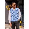 COOFANDY Men’s Sweater Vest V Neck Sleeveless Sweater Slim Fit Casual Knitted Pullover Sweater(Argyle Blue)
