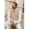 COOFANDY Men’s Sweater Vest V Neck Sleeveless Sweater Slim Fit Casual Knitted Pullover Sweater(Argyle Khaki)