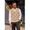 COOFANDY Men’s Sweater Vest V Neck Sleeveless Sweater Slim Fit Casual Knitted Pullover Sweater(Argyle Khaki)
