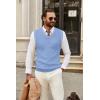 COOFANDY Men’s Sweater Vest V Neck Sleeveless Sweater Slim Fit Casual Knitted Pullover Sweater(Blue and White Stripe)