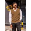 COOFANDY Men’s Sweater Vest V Neck Sleeveless Sweater Slim Fit Casual Knitted Pullover Sweater(Brown)