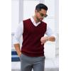 COOFANDY Men’s Sweater Vest V Neck Sleeveless Sweater Slim Fit Casual Knitted Pullover Sweater(Deep Red)