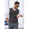 COOFANDY Men’s Sweater Vest V Neck Sleeveless Sweater Slim Fit Casual Knitted Pullover Sweater(Grey and Black Stripe)