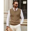 COOFANDY Men’s Sweater Vest V Neck Sleeveless Sweater Slim Fit Casual Knitted Pullover Sweater(Khaki)