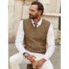COOFANDY Men’s Sweater Vest V Neck Sleeveless Sweater Slim Fit Casual Knitted Pullover Sweater(Khaki)