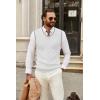 COOFANDY Men’s Sweater Vest V Neck Sleeveless Sweater Slim Fit Casual Knitted Pullover Sweater(White and Black Stripe)