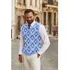 COOFANDY Men’s Sweater Vest V Neck Slim Fit Cable Knitted Sleeveless Pullover Sweater(Argyle Blue)