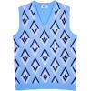 COOFANDY Men’s Sweater Vest V Neck Slim Fit Cable Knitted Sleeveless Pullover Sweater(Argyle Blue)