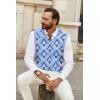 COOFANDY Men’s Sweater Vest V Neck Slim Fit Cable Knitted Sleeveless Pullover Sweater(Argyle Blue)