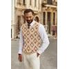 COOFANDY Men’s Sweater Vest V Neck Slim Fit Cable Knitted Sleeveless Pullover Sweater(Argyle Khaki)