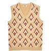 COOFANDY Men’s Sweater Vest V Neck Slim Fit Cable Knitted Sleeveless Pullover Sweater(Argyle Khaki)