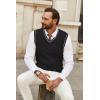 COOFANDY Men’s Sweater Vest V Neck Slim Fit Cable Knitted Sleeveless Pullover Sweater(Black and White Stripe)